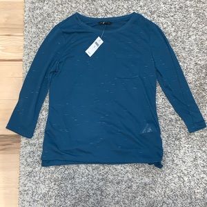 NWT🍌 Banana Republic XS Women Teal Blue 3/4 Shirt
